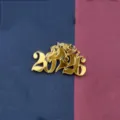 Detailansicht des goldenen Acryl-Kuchentoppers für Neujahr mit elegantem Zahlendesign. - Pferdekopf 2026 Gold