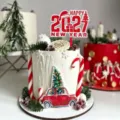 New Year acrylic cake topper happy holiday party decoration dessert table festive supplies - Christmas New Year Solid Red & White 2027