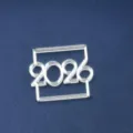 Acryl 2026 Nummer Tortenaufleger Detailansicht, transparente minimalistische Neujahrs Deko. - 2026 Quadratisch Silber