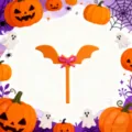 Cute Halloween bat cake topper with pink bow, acrylic dessert decoration for spooky party - Orange Bat with Pink Bow