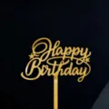 Adorno de Torta Feliz Cumpleaños de Acrílico Dorado con Estrella para Fiesta Decorada - Estilo Estrella 3 / Ancho aprox. 9CM / Dorado
