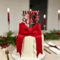 Red acrylic 2027 New Year cake topper, happy new year party decoration for cake dessert - Happy 2027 Self-Adhesive Mirror Red & Transparent