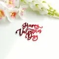 Red acrylic Happy Valentine's Day cake topper, perfect for romantic party dessert decoration. - Mirror Red White Double Layer Happy Valentine's Day / Width Approx 9CM