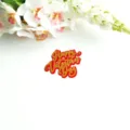 Detail shot of red and gold acrylic Happy Valentines Day cake topper with floral decor. - Mirror Red Gold Double Layer Happy Valentine's Day / Width Approx 9CM