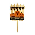 Halloween cake topper acrylic gold pumpkin party dessert table decoration insert card supply - Pumpkin Fence Happy Halloween