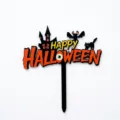 Halloween acrylic cake topper spooky castle bat cat dessert decoration party supplies - Castle Bat Halloween / Approx. 10cm Width