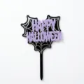 Halloween acrylic cake topper spider web black purple party dessert decoration insert - Triple Layer Purple Happy Halloween / Width Approx 9CM