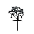 Black acrylic Halloween cake topper detail featuring spooky tree and spider web design. - Happy Halloween Tree