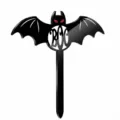 Black acrylic bat cake topper detail, glossy finish with monogram, Halloween party decor. - Bat BOO Style Decoration