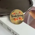 Ins style Thanksgiving acrylic cake topper, gold round cupcake decor with maple leaves. - Maple Leaf Pattern / 1.3mm Thickness (Approx 5cm Width)