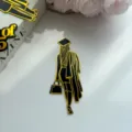 Acrylic female graduate cake topper detail, elegant black and gold graduation decor. - Female Doctor / Height 14cm