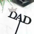 Ακρυλικό τοππερ τούρτας DAD με ασημένια κορώνα γκλίτερ, ιδανικό για τη γιορτή του πατέρα. - Μαύρο Ασημί Γκλίτερ Στέμμα (500) / Μαύρο
