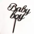 Primer plano detallado del adorno para tarta Baby boy de acrilico negro fiesta. - Bebé niño / Acrílico de 1.3mm de Espesor / Negro