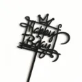 Schwarzer Acryl Krone Happy B-Day Tortenaufsatz Detail für Geburtstag Party Backdeko. - Schwarz