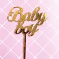 Topper de tarta Baby Boy de acrilico dorado, vista detallada para fiesta y baby shower. - Bebé niño / Acrílico de 1.3mm de Espesor / Dorado