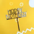 Silver mirror acrylic happy birthday cake topper for birthday party baking dessert decoration - 430 Silver