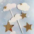 Acrylic cloud and gold star cake topper set for kids birthday party dessert table decorations. - Cloud Star Accessory Set