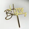 Cake topper de feliz cumpleaños de acrílico dorado brillante decoración de fiesta - Dorado Acrílico HB