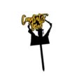Close-up detail of black and gold acrylic graduation cake topper with Congrats Grad text. - Double Layer Black Gold Grad Doctor / 1 Piece / Black & Gold