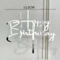 Silberner Spiegel Acryl Happy Birthday Kuchendekor 13.5cm Party Deko Desserts - Silber Acryl HB