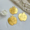 Goldener Acryl Apfel Tortenaufsatz, Best Teacher Deko für Lehrer Party Kuchen Dekoration - Best Teacher 3-Teiliges Set / Gold