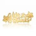 Gold acrylic Give Thanks cake topper with maple leaves for Thanksgiving party decorations. - Maple Leaf Thank You / Width Approx 9CM