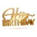 Topper per torta dorato Happy Birthday per decorare dolci feste e importanti celebrazioni. - Decorazione Happy Birthday Stile 2 / Spessore 1.3mm Larghezza Circa 9CM / Oro