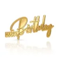 Topper per torta dorato Happy Birthday decorazione tavola dessert accessori festa - Decorazione Happy Birthday Stile 3 / Spessore 1.3mm Larghezza Circa 9CM / Oro