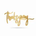 Gold acrylic Thanksgiving cake topper, stylish cursive font party decoration for autumn holidays. - Thanksgiving Style C