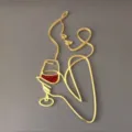 Gold acrylic abstract face wine glass cake topper minimalist art dessert decoration - Glitter Wine Glass Line Woman / Gold