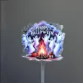 Halloween taarttopper met schattige geesten en pompoenen voor een griezelig feestje. - Transparant Bedrukt Spook Happy Halloween / Breedte ong. 9CM