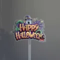 Halloween cake topper acrylic scary ghost bat pumpkin party decorative insert supplies - Transparent Print Happy Halloween / Width Approx 9CM