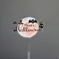 Acryl Halloween taart topper griezelige vleermuis kasteel feest decoratie benodigdheden - Transparant Bedrukt Spinnenweb Happy Halloween / Breedte ong. 9CM