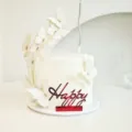 Ins Stil weiße Schmetterling Tortenaufsatz Set mit Acryl Happy Birthday Schild Deko. - Happy Birthday Schmetterling & Kerze Set / 1.3mm Dicke Breite Ca. 9CM / Rot
