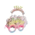 Spanish birthday party decorative headband and glasses set with glitter flowers for celebration. - Spanish Birthday Headband Glasses Set (Multicolor)