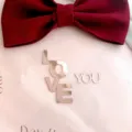 Acrylic love you cake topper with red velvet bow valentine day party dessert decoration - Rose Gold Style (Love You) / 1.3mm Thickness (Approx 8.7cm Height)