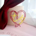 Valentine acrylic cake topper with red velvet bow heart decoration for romantic party gifts. - Red and Gold Heart Qixi Style 1 / Width Approx 9CM (1.3MM Thickness)