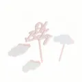 Oh Baby cake topper set with pink clouds, perfect baby shower and birthday party decoration. - Pink Letter DIY Cloud Collection / 1.3MM Thickness / Pink