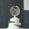 Wooden globe cake topper with romantic quote detail, perfect for wedding and engagement party. - Globe Topper (I'd travel the world for you) / 2.5MM Thickness (Approx. 10cm Wide)