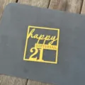 Gold acrylic 21st birthday cake topper detail, sparkling finish for party dessert table decor. - Number 21 Happy Birthday Mirror Gold / 1.3mm Thick (Width Approx 10cm)