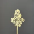Gold acrylic Father's Day cake topper detail shot showing silhouette design and sleek finish. - Father's Day Father and Son Silhouette / Width Approx 9CM / Gold