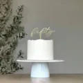 Gold acrylic fifty cake topper for birthday party cake decoration, elegant minimalist design. - Number Fifty / 1.3mm Thick x 10cm Wide
