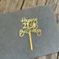 Gold acrylic 21st birthday cake topper dessert decoration for celebration party detail - 21st Happy Birthday Style / Gold (Approx 9cm Width)