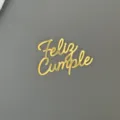 Topper per torta Feliz Cumple in acrilico oro decorazione festa compleanno spagnola - Buon Compleanno Spagnolo Stile 7 / Larghezza Circa 7 cm