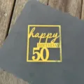 Gold acrylic 50th birthday cake topper laser cut happy birthday party dessert decor - Number 50 Happy Birthday Mirror Gold / 1.3mm Thick (Width Approx 10cm)