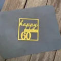 Gold acrylic 60 happy birthday cake topper detail shot, perfect for party dessert decoration. - Number 60 Happy Birthday Mirror Gold / 1.3mm Thick (Width Approx 10cm)