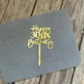 Gold acrylic 30th birthday cake topper INS style party decoration dessert insert card shiny party - 30th Happy Birthday Style / Gold (Approx 9cm Width)