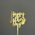 Topper degateau en acrylique dore pour la fete des peres avec coeur decoration fete. - Or 10 (Largeur env. 9cm) / 1.3MM Acrylique