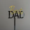 Acrylic Happy Father's Day cake topper detail, gold and black dessert decoration insert. - Best DAD Moustache Design / Width Approx 8CM / Black & Gold