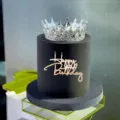 Elegante cake topper Happy Birthday in acrilico e corona di strass per feste uniche. - Decorazione Torta Buon Compleanno Oro 08 / 1.3mm di Spessore, circa 10cm di Larghezza